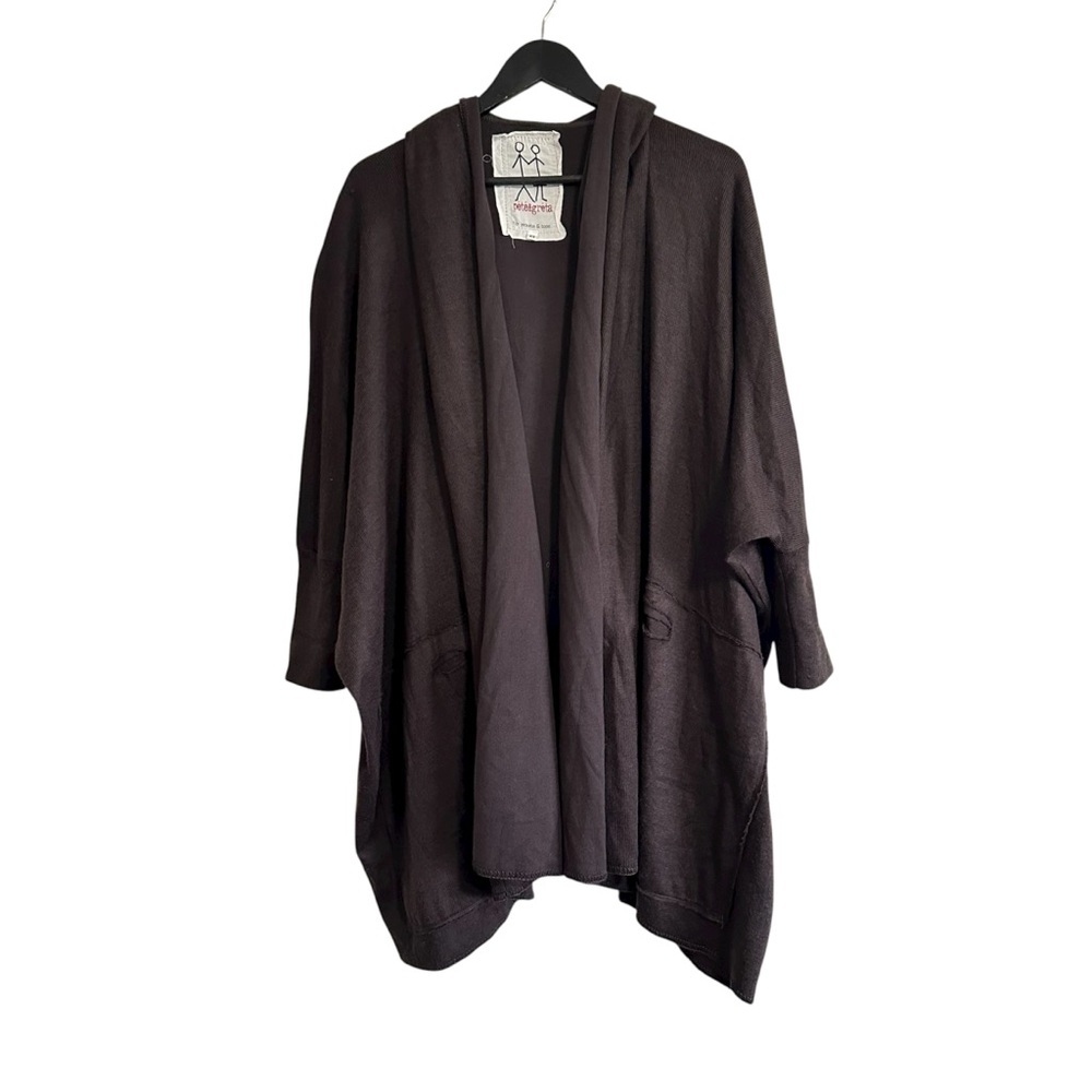 Johnny Was Pete & Greta Oversized Open Hooded Cardigan XS Brown Bohemian Travel